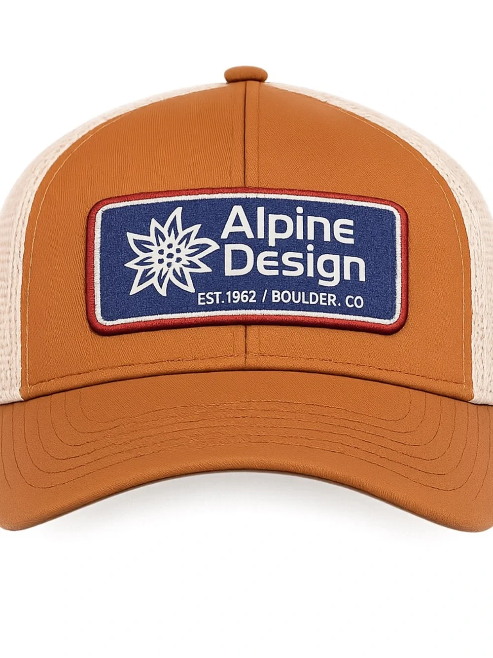 Alpine Design Patch Trucker Hat - Rust Orange & Cream